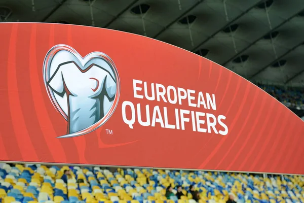 Kiev Oekraïne Oktober 2019 Uefa Euro 2020 Europees Kwalificatiebord Gezien — Stockfoto