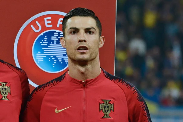 Kyiv Ukrayna Ekim 2019 Portekizli Cristiano Ronaldo Ukrayna Portekiz Arasında — Stok fotoğraf