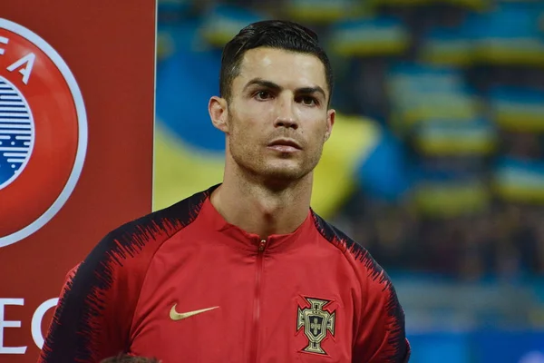 Kyiv Ukrayna Ekim 2019 Portekizli Cristiano Ronaldo Ukrayna Portekiz Arasında — Stok fotoğraf