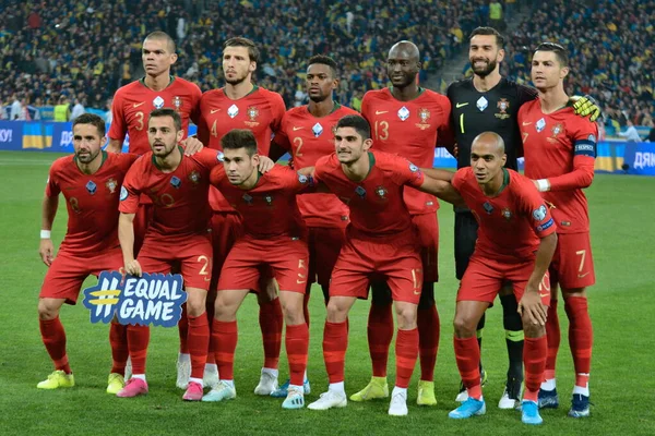 Kiev Ukraina Oktober 2019 Portugal Spelare Utgör För Ett Gruppfoto — Stockfoto