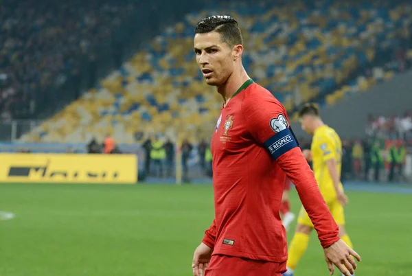 Kijów Ukraina Października 2019 Portugalski Cristiano Ronaldo Podczas Eliminacyjnego Meczu — Zdjęcie stockowe