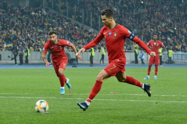 Kyiv Ucrania Octubre 2019 Cristiano Ronaldo Portugal Durante Partido Fútbol — Foto de Stock