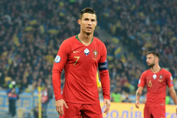 Kiev Oekraïne Oktober 2019 Portugees Cristiano Ronaldo Tijdens Euro Kwalificatiewedstrijd — Stockfoto