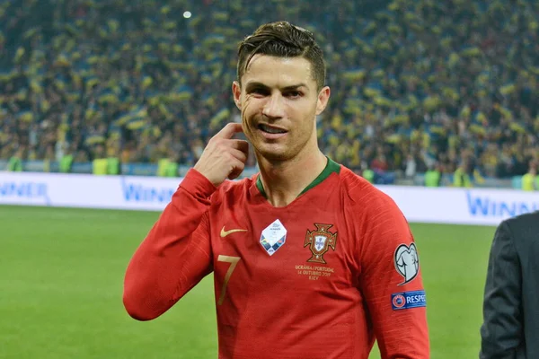 Kyiv Ukrayna Ekim 2019 Portekizli Cristiano Ronaldo Ukrayna Portekiz Arasında — Stok fotoğraf