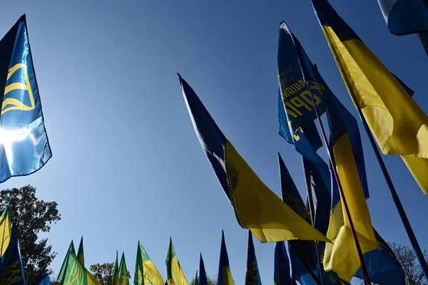 Kijów Ukraina Października 2019 Ukraińscy Weterani Wojskowi Uczestniczą Rajdzie Okazji — Zdjęcie stockowe