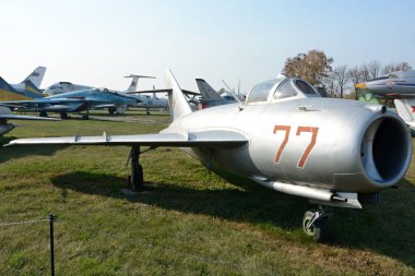 Kyiv, Ukrayna - 19 Ekim 2019: Ukrayna Havacılık Müzesi Mikoyan-Gurevich Mig-17 