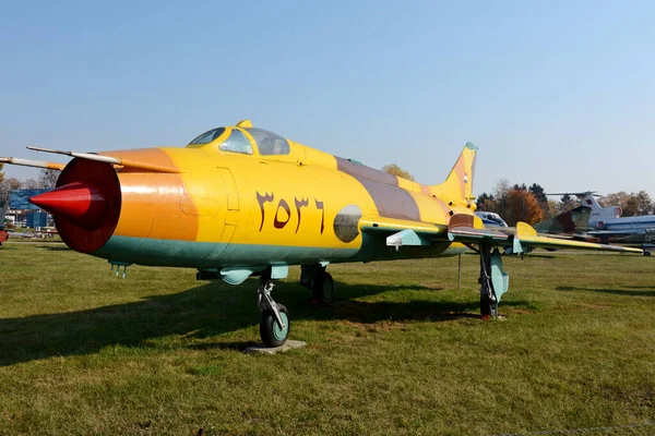 stock image KYIV, UKRAINE - OCTOBER 19, 2019: Airplane Su-20 at the Museum of Aviation of Ukraine 