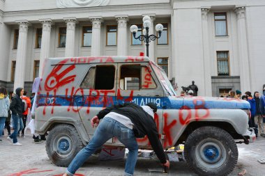 KIEV, UKRAINE - 5 Haziran 2020: Ukrayna İçişleri Bakanı Arsen Avakov 'un Ukrayna Parlamentosu (Verkhovna Rada)