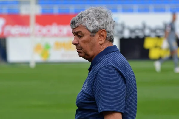 Główny Trener Dynamo Kijów Rumuński Specjalista Mircea Lucescu Podczas Meczu — Zdjęcie stockowe