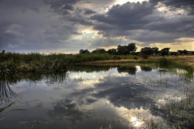 Pequeo estanque de agua kırsalında