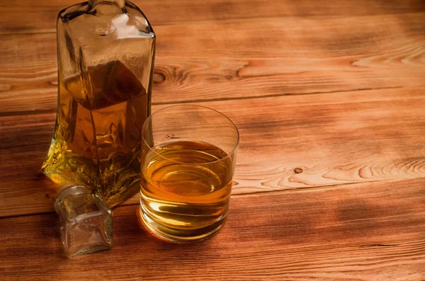 Glasses Whiskey Wooden Table — Stock Photo, Image