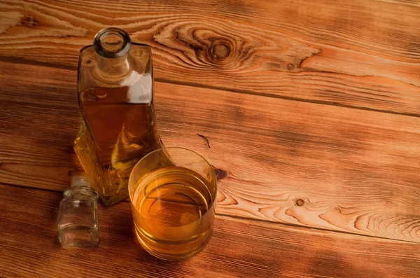 Glasses Whiskey Wooden Table — Stock Photo, Image