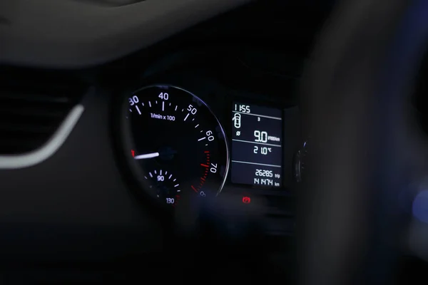 Dashboard car with a beautiful white light