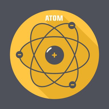 Vektör atom modeli yapısını bilimsel simgesi. Bir molekülü atom düz bir tarzda.