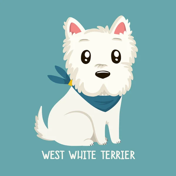 Vektör simge köpek batı beyaz Terrier doğurmak. Belgili tanımlık korkunç köpek oturuyor.