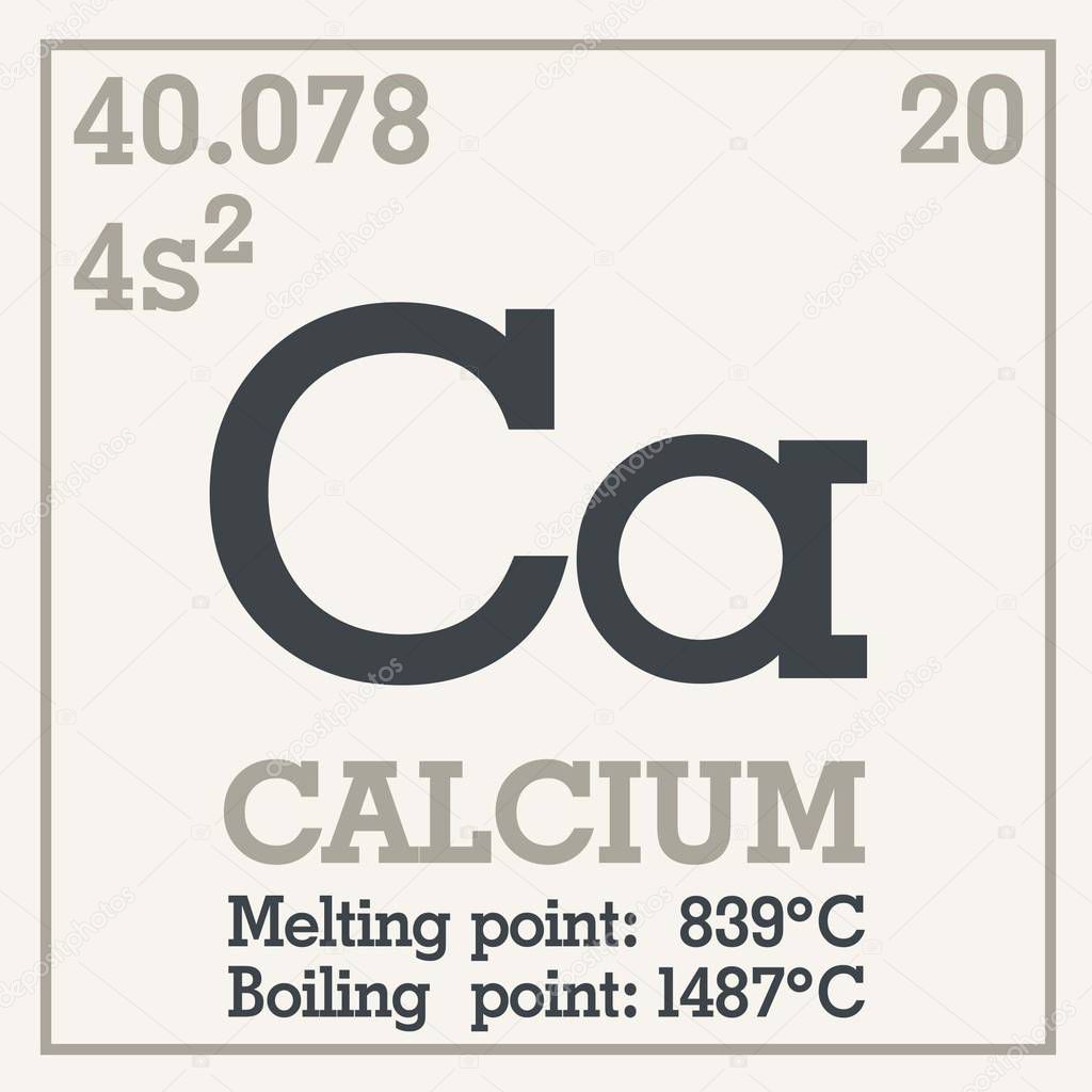 Vector Icon Of The Periodic Table Of Mendeleev Ca Chemical Element Ca With Atomic Mass Designation Electronic Configuration Melting Point Boiling Point And Name Text Ca Calcium Premium Vector In Adobe