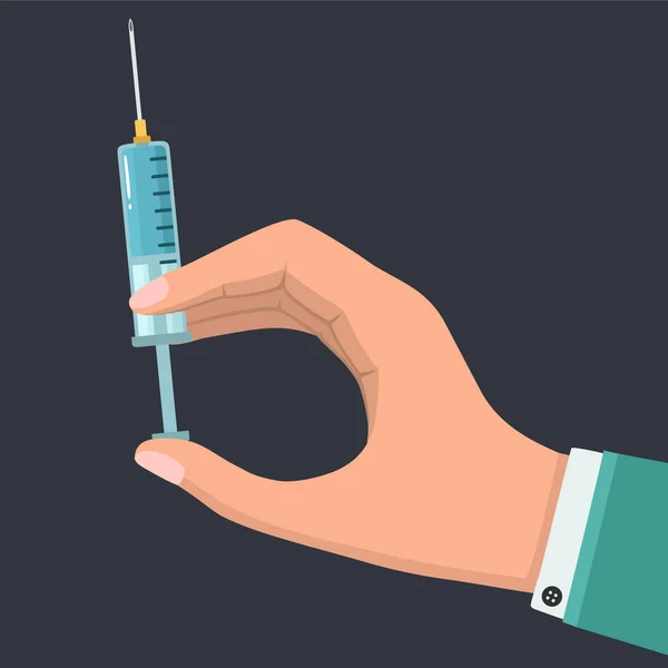 Vector Medische Icoon Vaccininjectie Voorraad Afbeelding Spuit Hand Van Arts — Stockvector