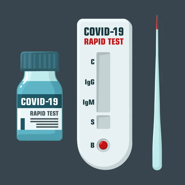 Tıbbi ikon covid-19 kan ekspres testi. Görüntü koronası virüs testi. Düz tasarımda hızlı virüs covid-19 testi