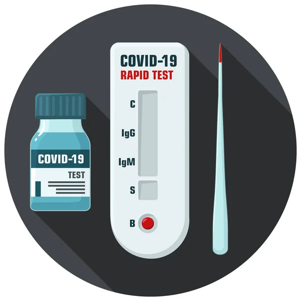Tıbbi ikon covid-19 kan ekspres testi. Görüntü koronası virüs testi. Düz tasarımda hızlı virüs covid-19 testi