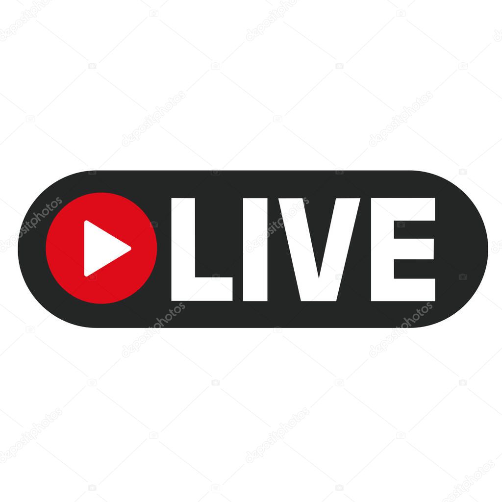 vector technology icon live video. Image live online video. Illustration live video stream sign symbol in flat style