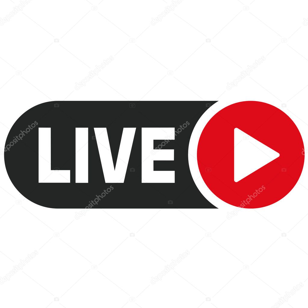 vector technology icon live video. Image live online video. Illustration live video stream sign symbol in flat style