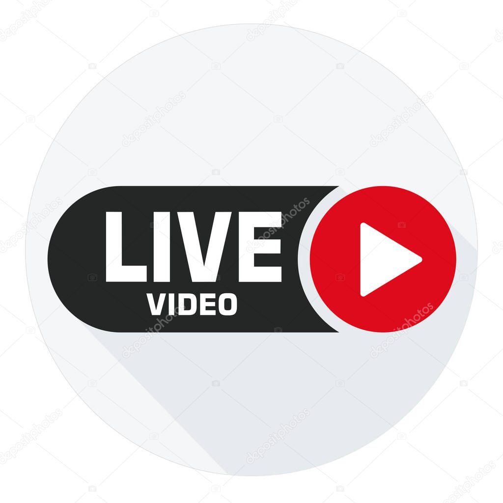 vector technology icon live video. Image live online video. Illustration live video stream sign symbol in flat style