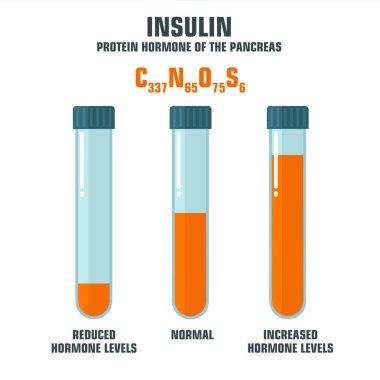 vector Medical icon insulin hormone. Image insulin hormone structure. Illustration insulin in flt style clipart