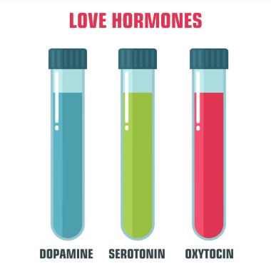 vector science icon emotion and chemistry of hormones. Image love emotion hormones. Illustration love hormones in flat style clipart