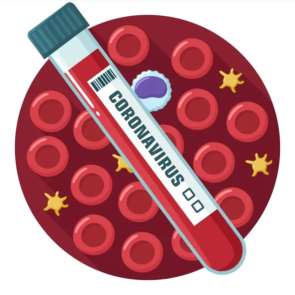 Vettore Icona Medica Coronavirus Vaccino Tubo Prova Del Sangue Immagine — Vettoriale Stock