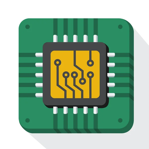 Vektor Tech Ikon Datakrets Chip Illustration Mikroprocessor Cpu Platt Stil — Stock vektor