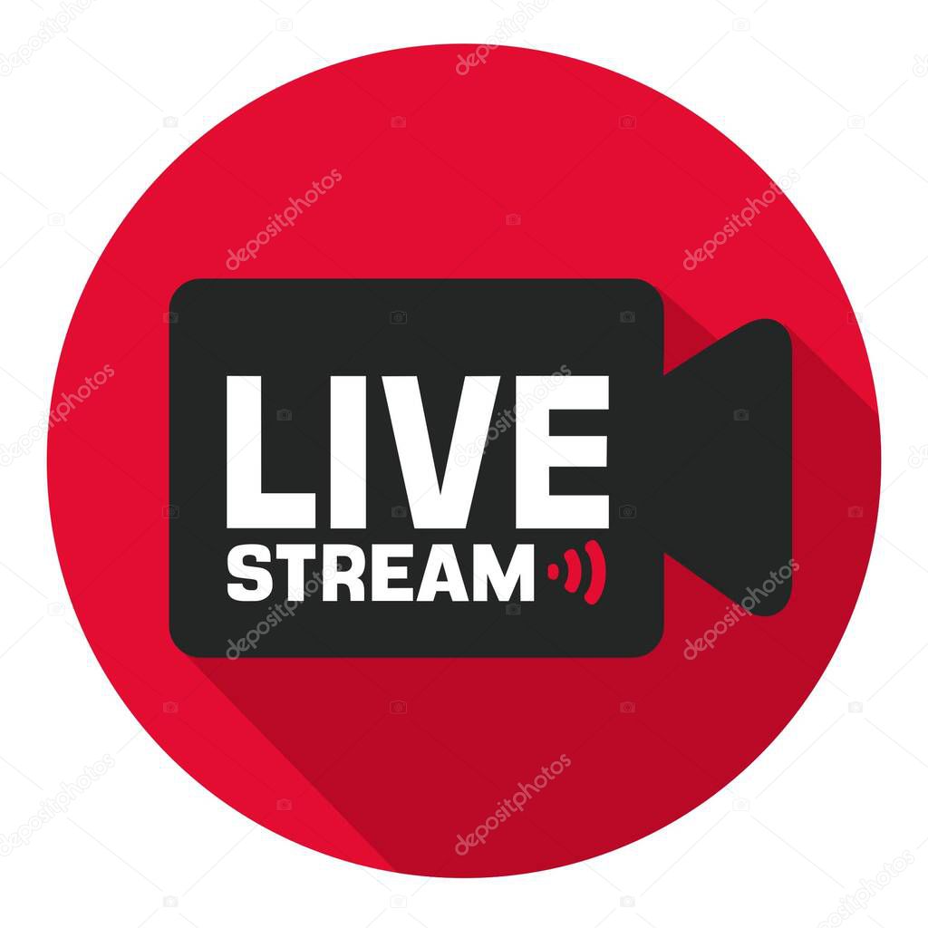 Vector icon broadcast live video. Image online stream video. Illustration video stream in flat style