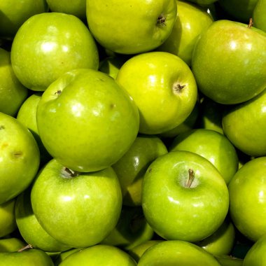 Makro fotoğraf meyveli yeşil elma. Stok fotoğrafı doğa yiyecek yeşil elma