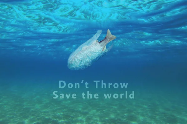 概念を投げず世界を救い魚の富を救い持続可能性を — ストック写真