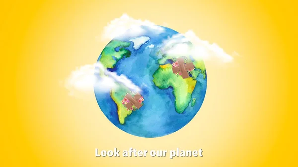 Cuida Nuestro Planeta Salva Concepto Del Mundo Sostenibilidad — Foto de Stock