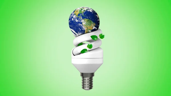 Koncepcja Odpowiedzialności Ekologicznej Lampa Świetlna Zieloną Rośliną Wokoło Niosąca Czystą — Zdjęcie stockowe