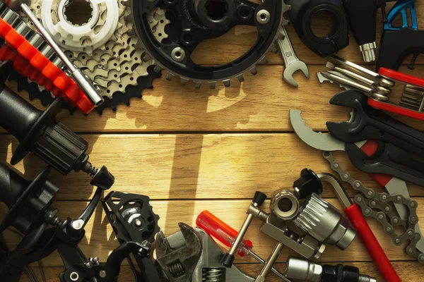 Reparação Bicicletas Substituição Peças Sobressalentes — Fotografia de Stock
