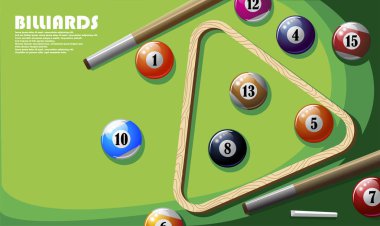 Renkli resimde bir bilardo Tema