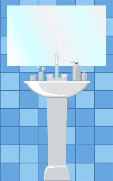 Lavabo Miroir Avec Produits Hygiène Corporelle — Image vectorielle