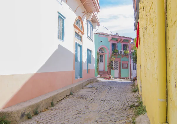 Oldtown Kolorowy Widok Ulicy Ayvalık — Zdjęcie stockowe