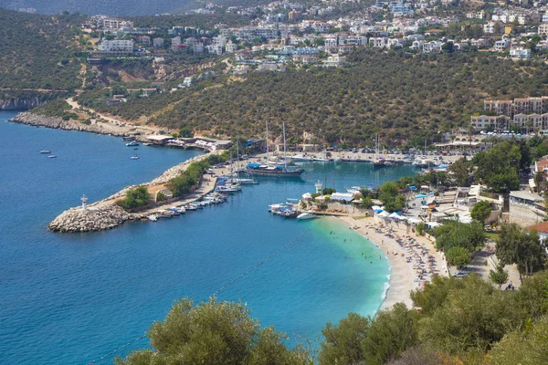 Widok Morze Turystyki Miasta Kalkan Śródziemnomorskiej Kosztów Antalya Turcja — Zdjęcie stockowe