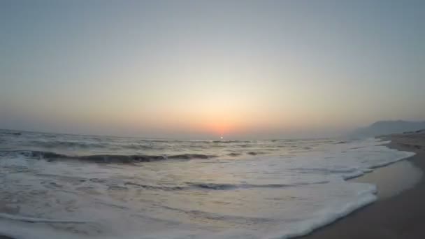 Patara Beach Timelapse Pohyb Západ Slunce Písečná Pláž Zázemí Pro — Stock video