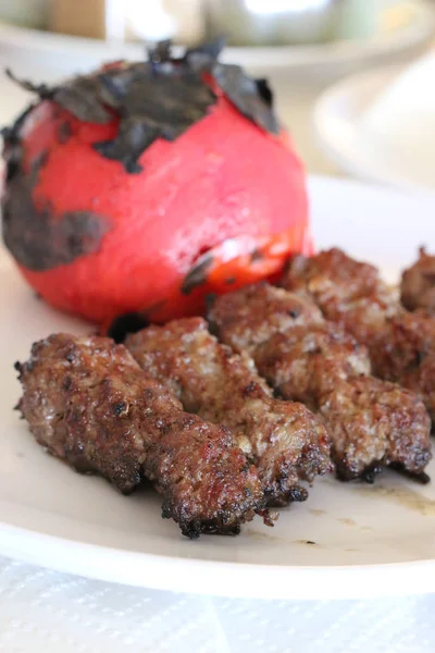 Salihli Kofte Turks Eten Kofte Kofta Pittige Gehaktballetjes Kebab Kebap — Stockfoto