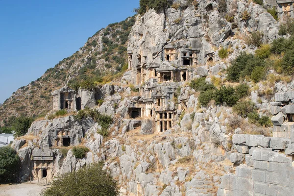 Ancient Lycian Myra Rock Tomb Ruins Demre Antalya Turkey — Stock Photo, Image