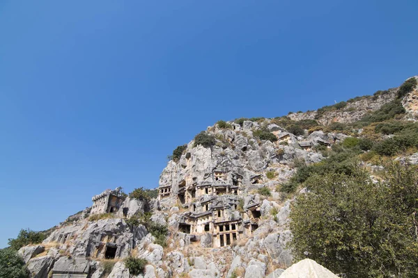 Ancient Lycian Myra Rock Tomb Ruins Demre Antalya Turkey — Stock Photo, Image
