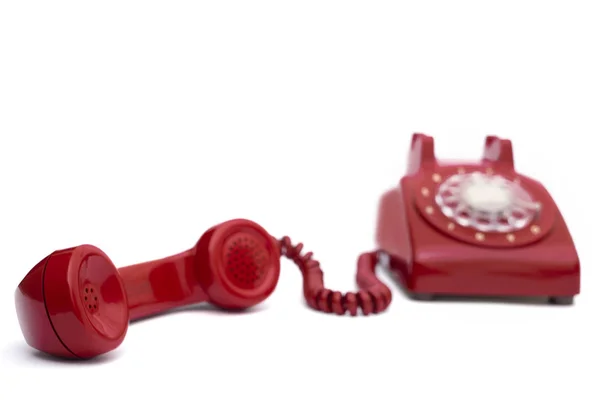 Rétro Téléphone Fixe Rouge Sur Fond Blanc Isolé Image En Vente