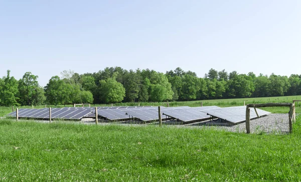 Large solar panels in a wooded area of Cades Cove Tennessee.
