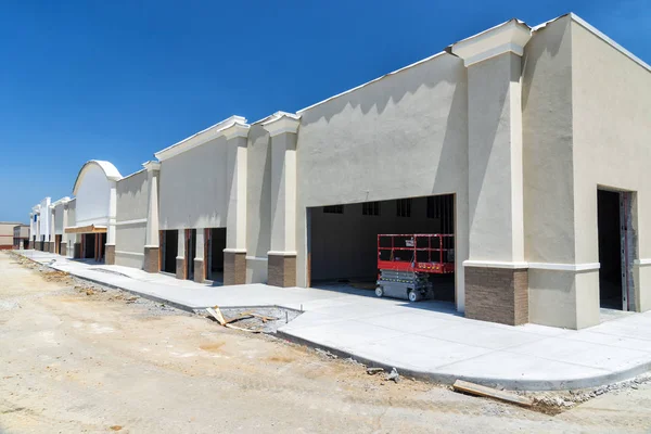 Horizontal Shot Corner New Shopping Center Construction Fueled Economic Growth — Stock Photo, Image