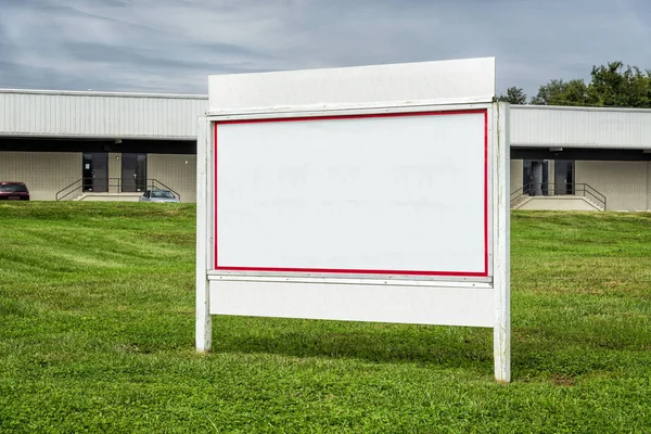 Horizontal Shot Large Blank White Sign Red Border Commercial Location — Stock Photo, Image