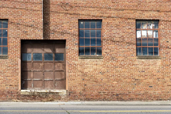 Horizontal Shot Old Red Brick Warehouse Door Windows Stock Photo