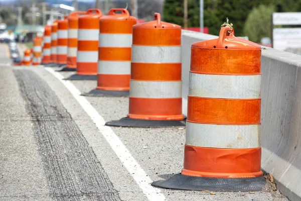 Traffic Barrels With Shallow Depth of Field — Stock Photo, Image